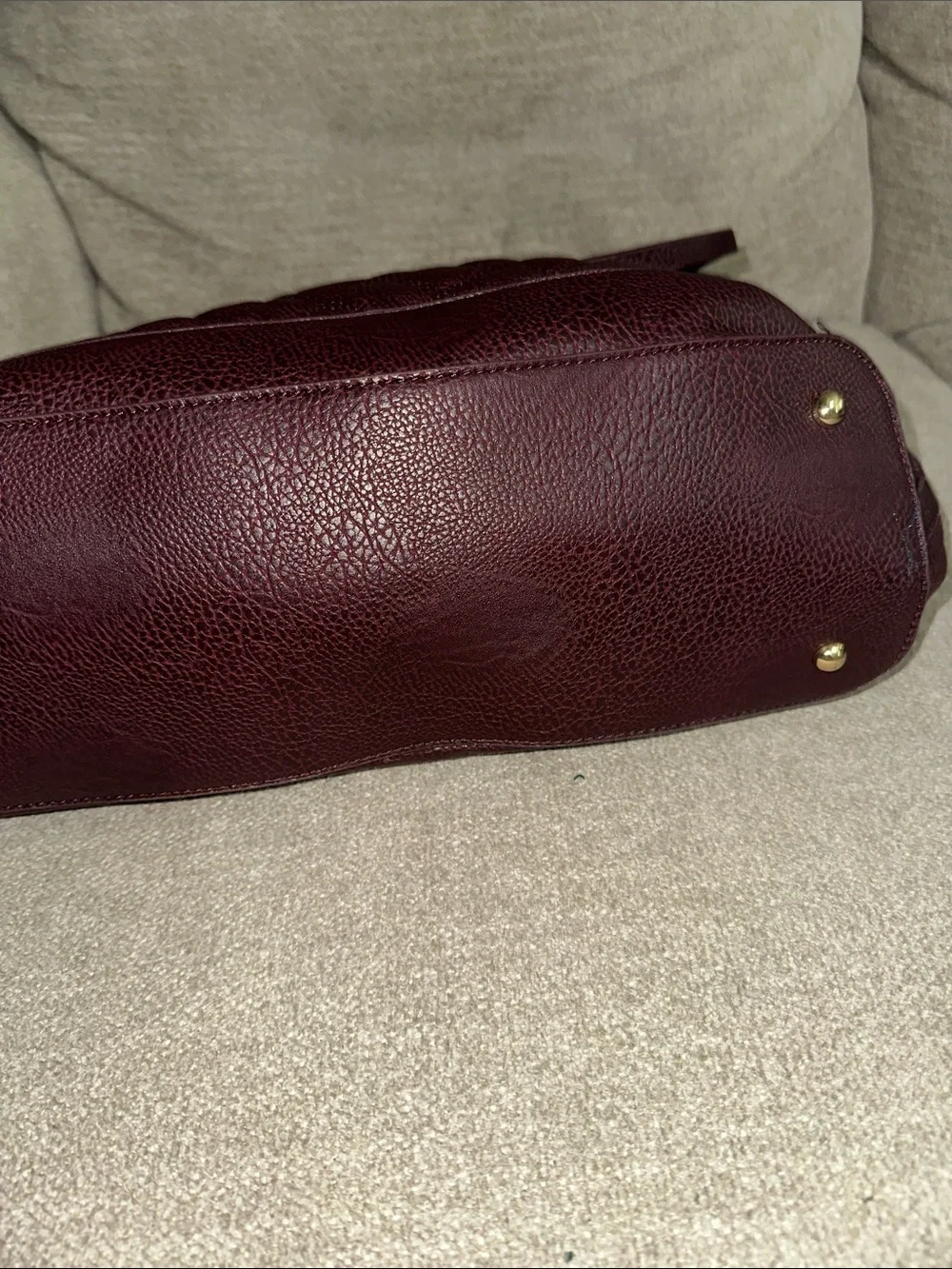 BCBG Quilted Tote Bag in Burgundy with Tassel Accent